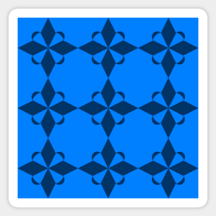 Azure Star and Crescents Patchwork Pattern Sticker